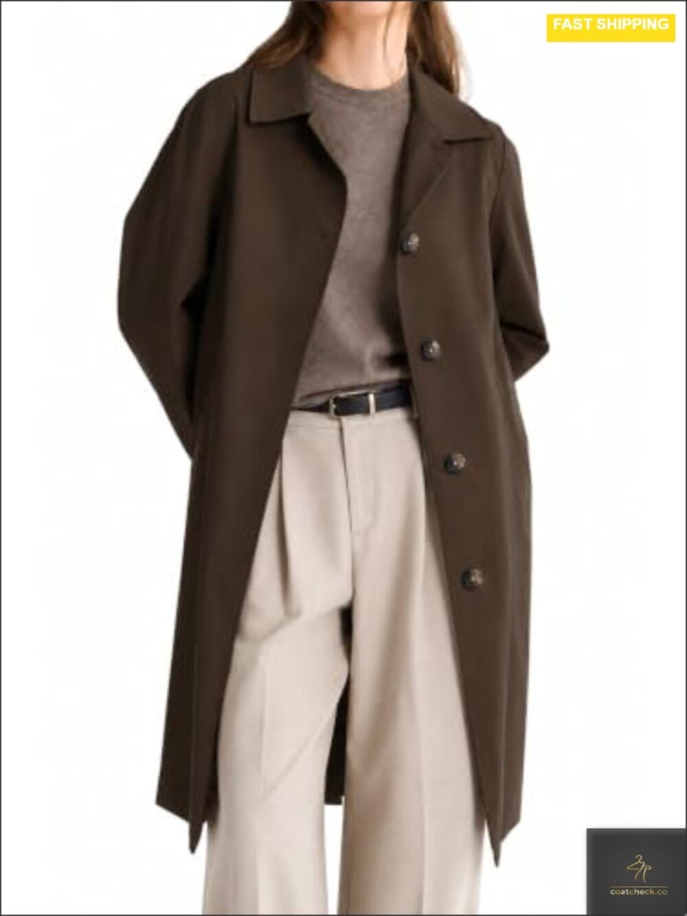 Single Breasted Trench Coat Mid-Long Classic Lapel Coats for Women